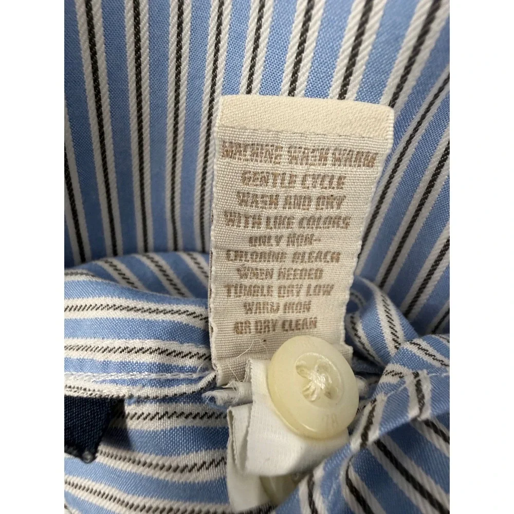 Banana Republic Mens Slim Fit Button Down‎ Shirt Blue White Striped Cotton L